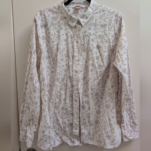 Duluth Trading Co. Women's White Floral Button-Up Shirt